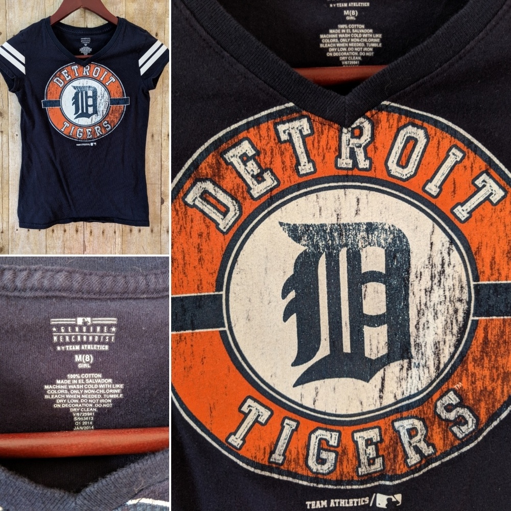 Baseball Tee. Detroit Tigers. Girl's size M (8).